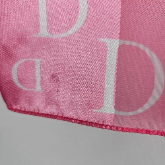 Pink Satin Scarf Monogram "D" Print Square 20" X 20" Elegant Feminine - Picture 6 of 6